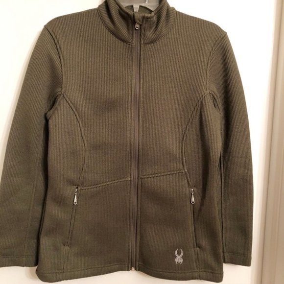 New SPYDER Dark Green Zip Core Knit Jacket Size S Snowboard Ski Outdoor Active - Picture 3 of 9